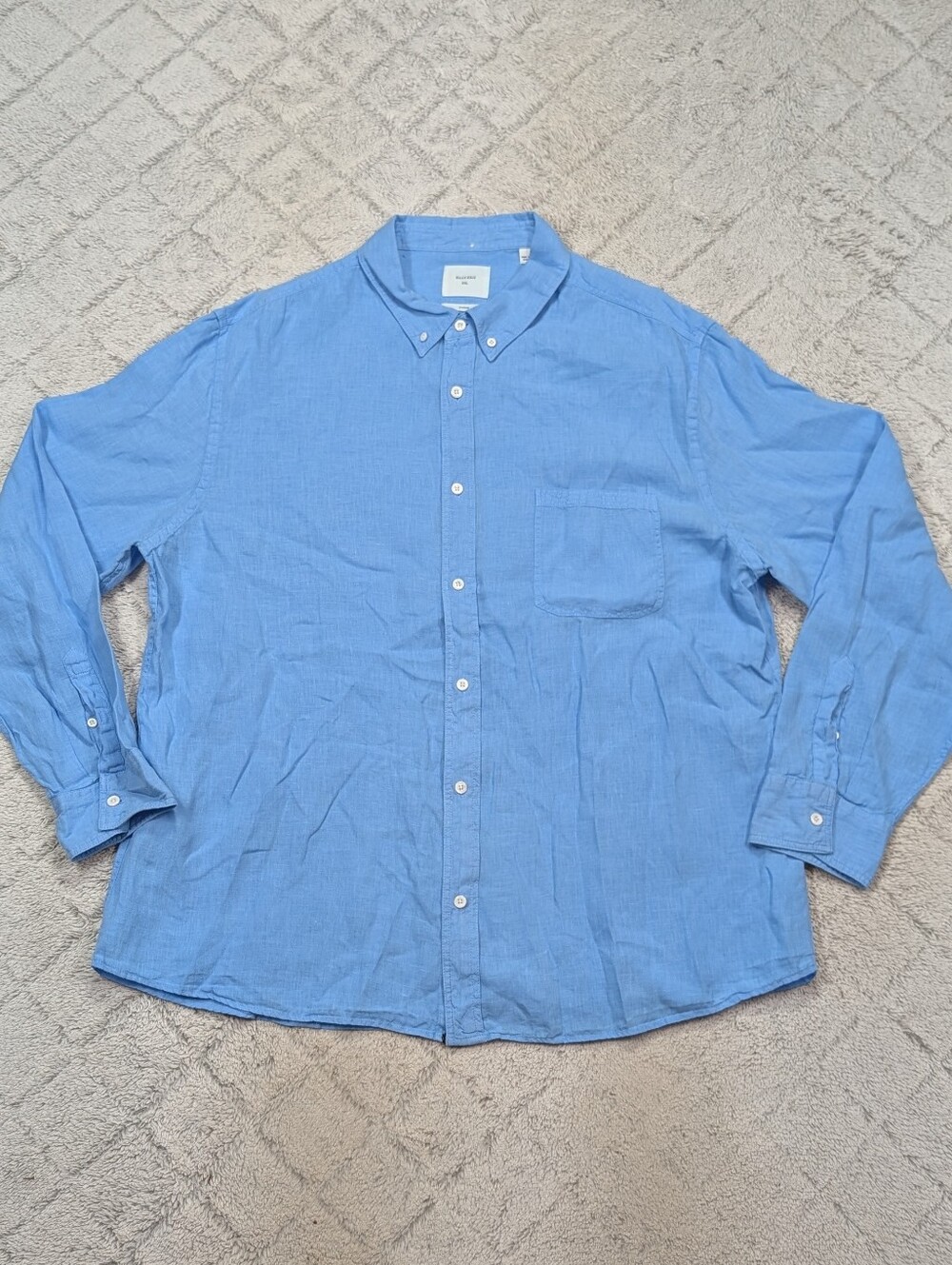 Billy Reid Shirt Mens XXL Blue Linen Tuscumbia Long Sleeve Button Up Standard